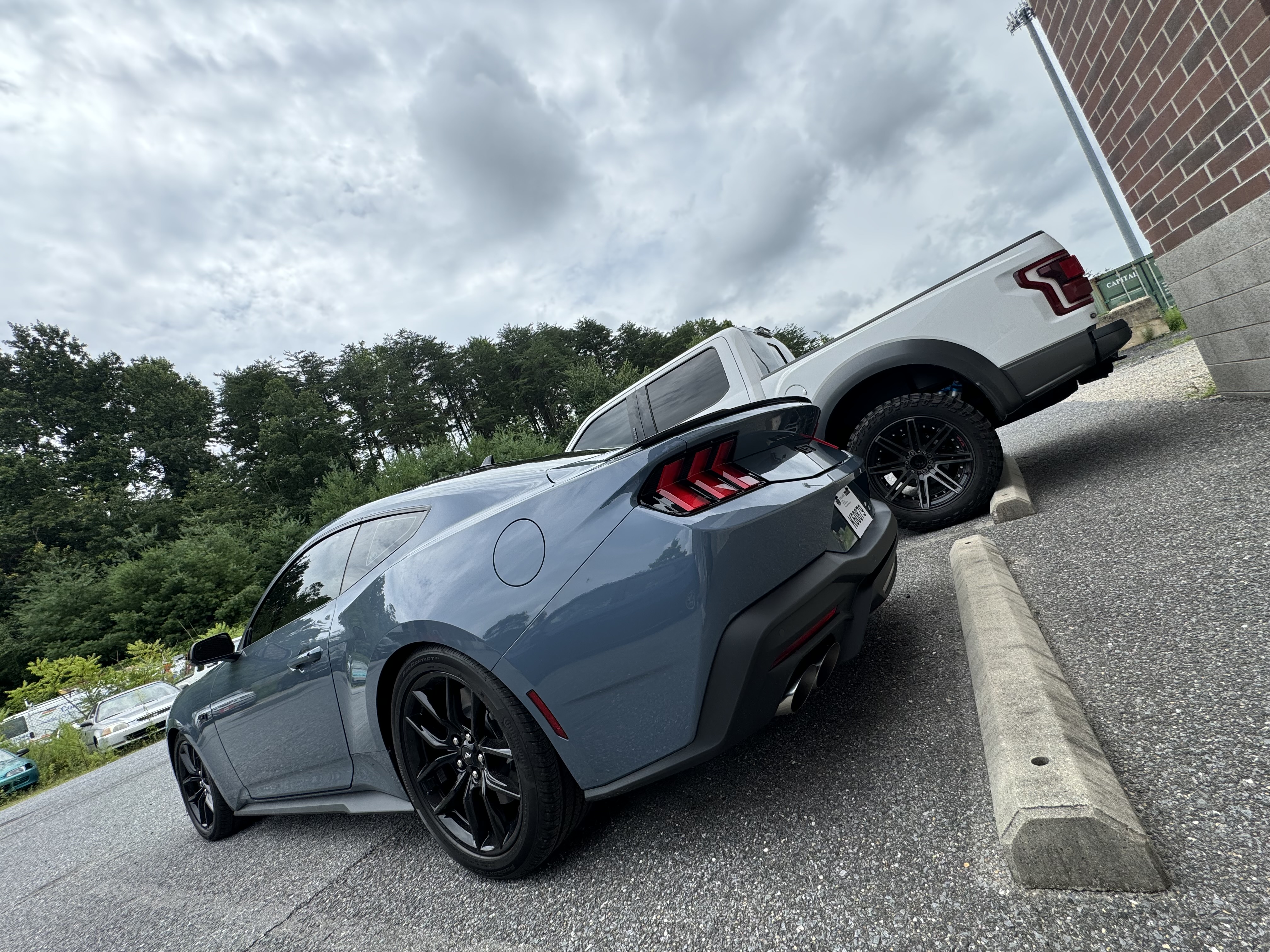 Two cars parked outside